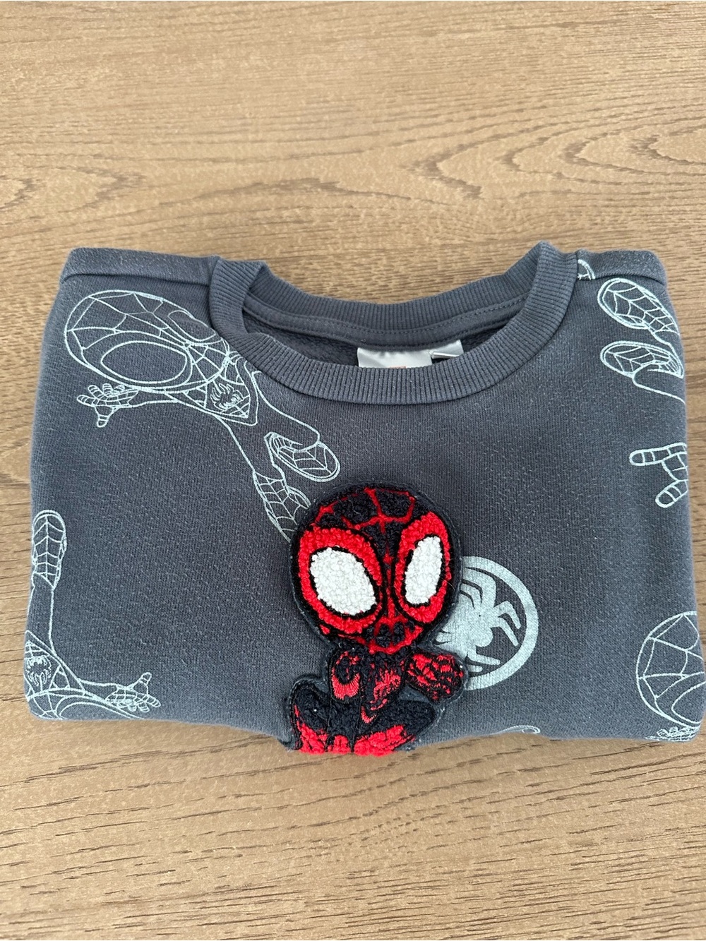 Marvel Kids Gray Crewneck Sweatshirt with Red & White Spider Patch